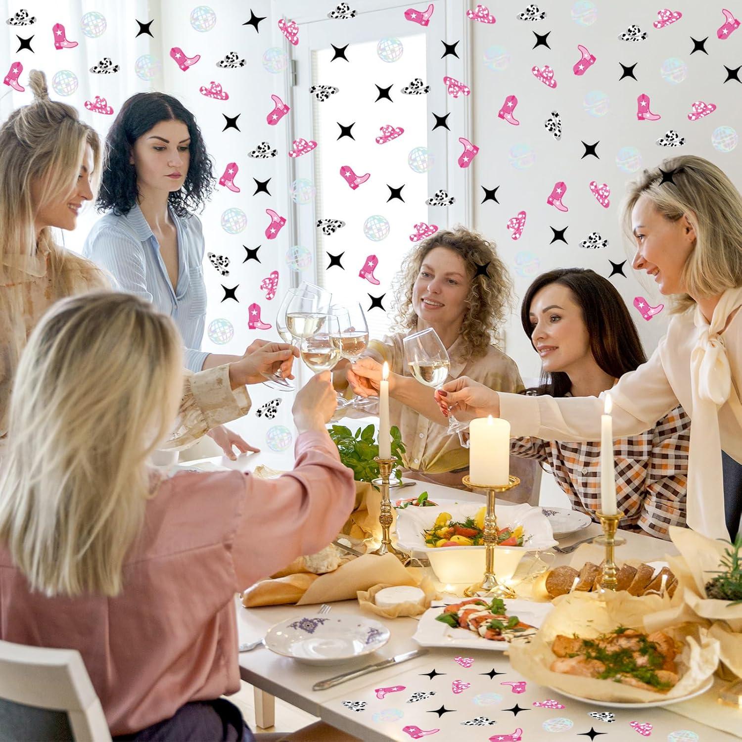 imageWhaline 300Pcs One Happy Dude Table Confetti Smile Face Lightning Star Shaped Confetti Yellow Black Table Centerpiece for First Birthday Party DecorationWestern Cowgirl Disco