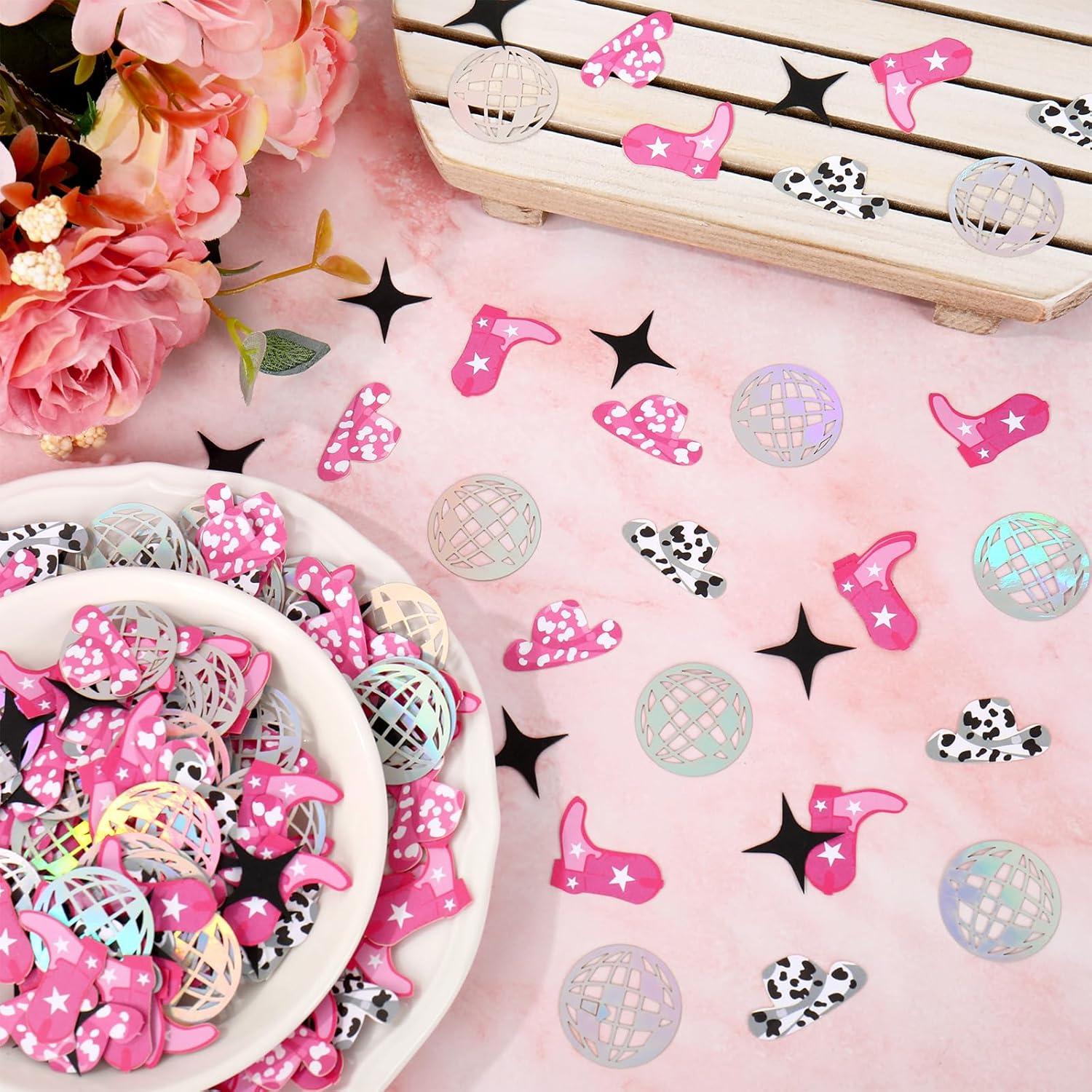 imageWhaline 300Pcs One Happy Dude Table Confetti Smile Face Lightning Star Shaped Confetti Yellow Black Table Centerpiece for First Birthday Party DecorationWestern Cowgirl Disco