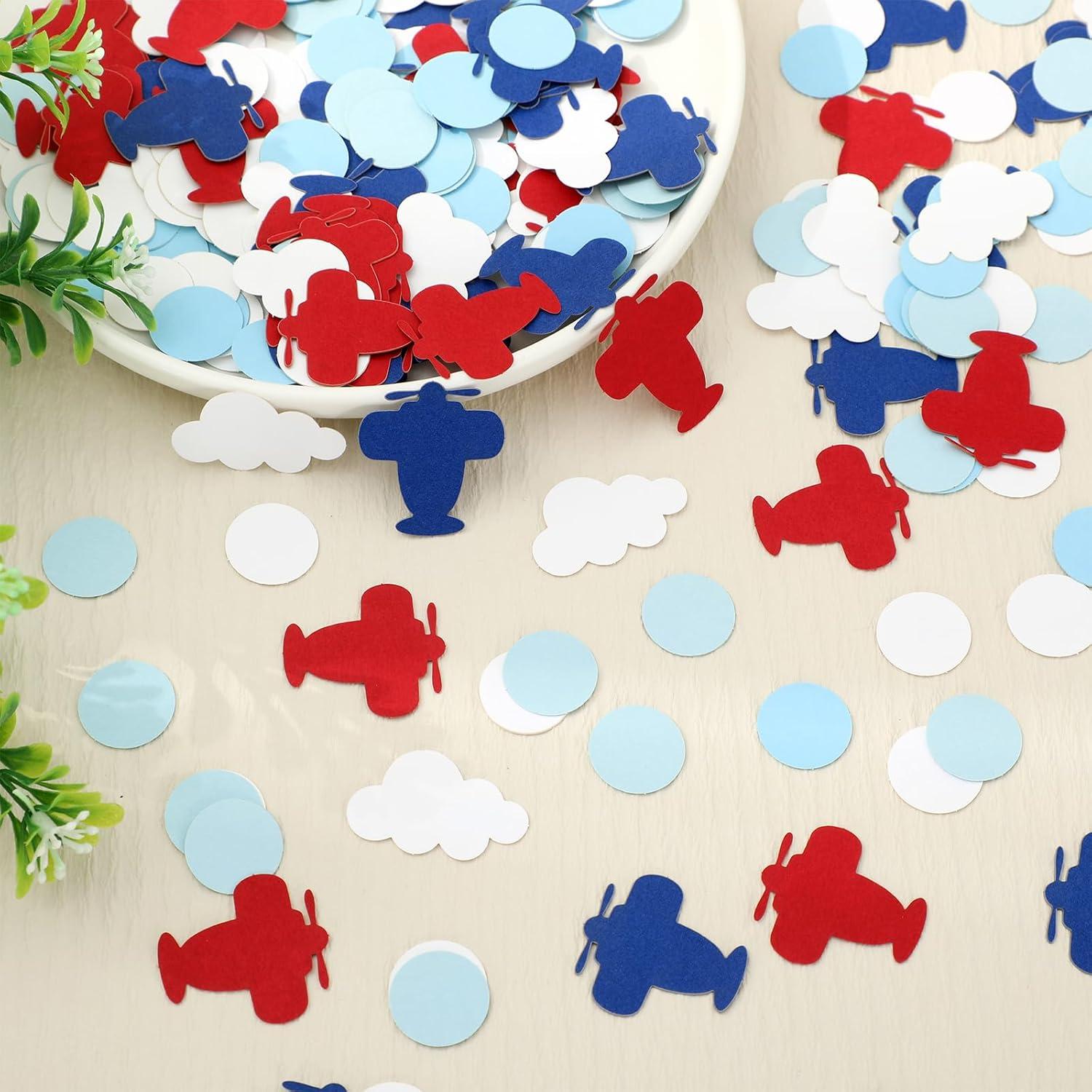 imageWhaline 300Pcs One Happy Dude Table Confetti Smile Face Lightning Star Shaped Confetti Yellow Black Table Centerpiece for First Birthday Party DecorationAirplane