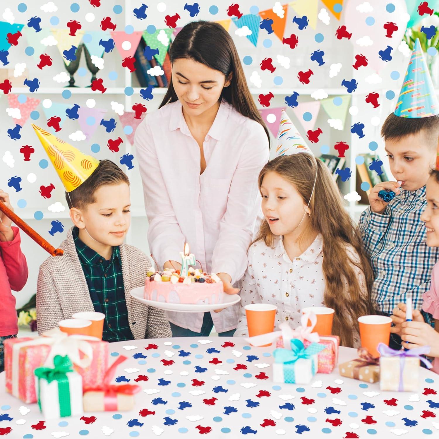 imageWhaline 300Pcs One Happy Dude Table Confetti Smile Face Lightning Star Shaped Confetti Yellow Black Table Centerpiece for First Birthday Party DecorationAirplane