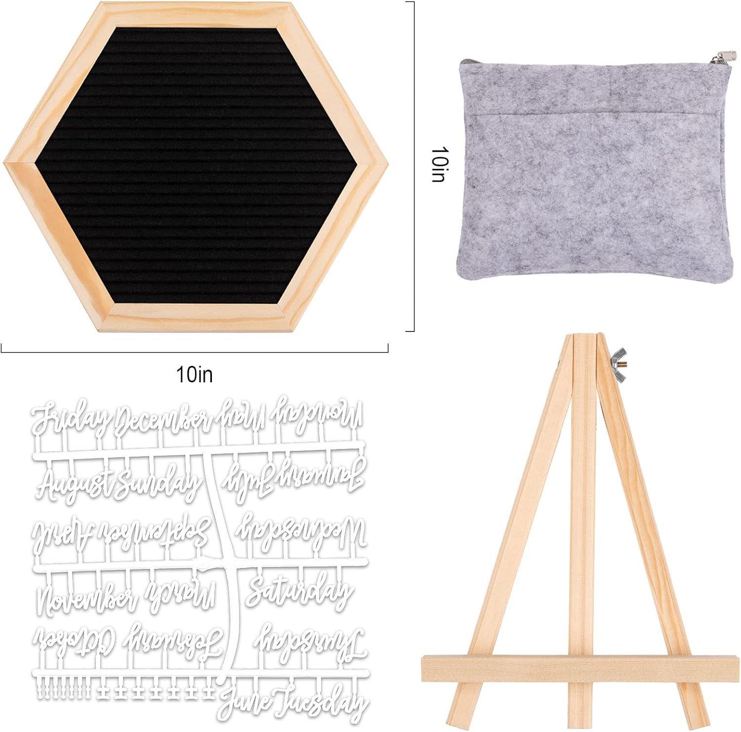 imageWhaline Double Sided Felt Letter Board Kit with 510 Letters Wooden Stand Bag Hexagon Felt Letter Boards for Home Baby Nursery School Classroom Teaching Tool Office