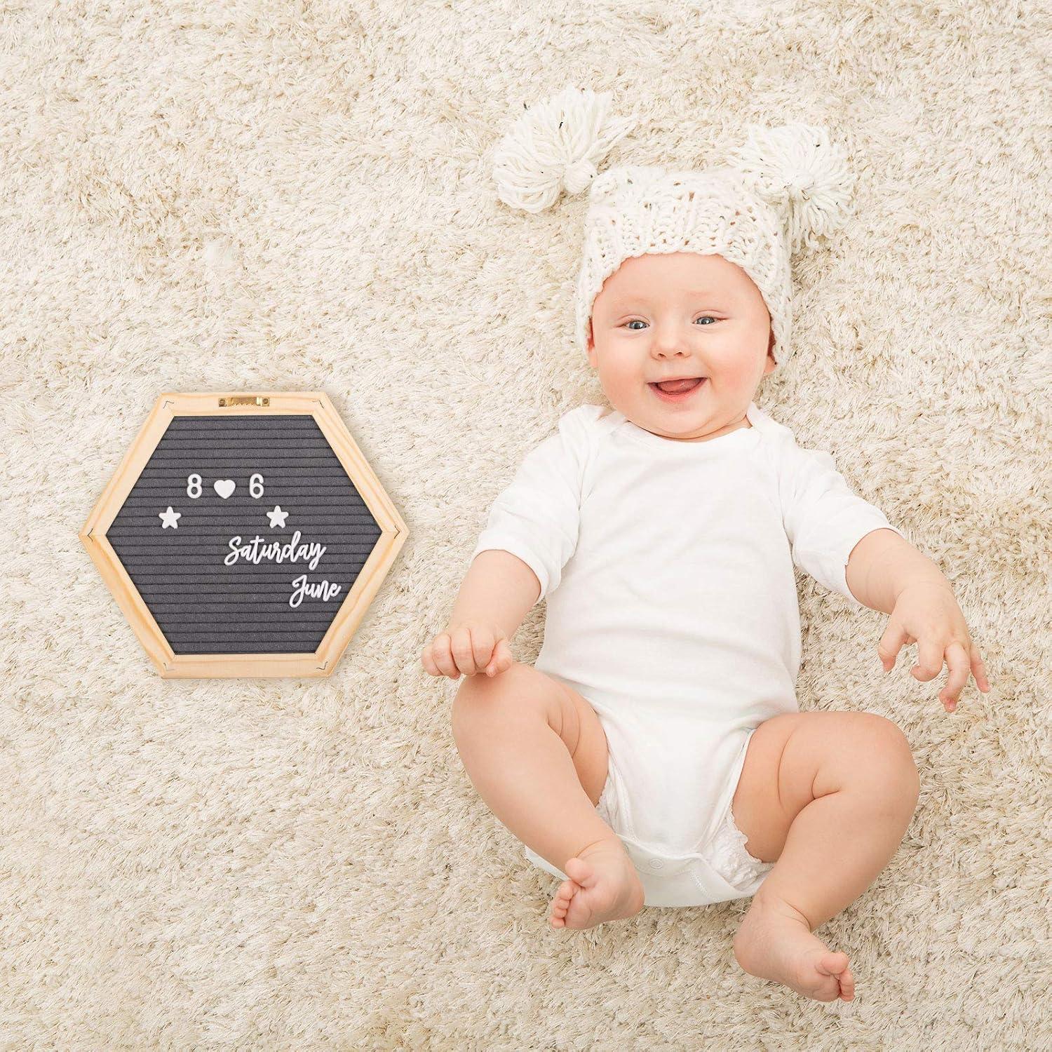 imageWhaline Double Sided Felt Letter Board Kit with 510 Letters Wooden Stand Bag Hexagon Felt Letter Boards for Home Baby Nursery School Classroom Teaching Tool Office