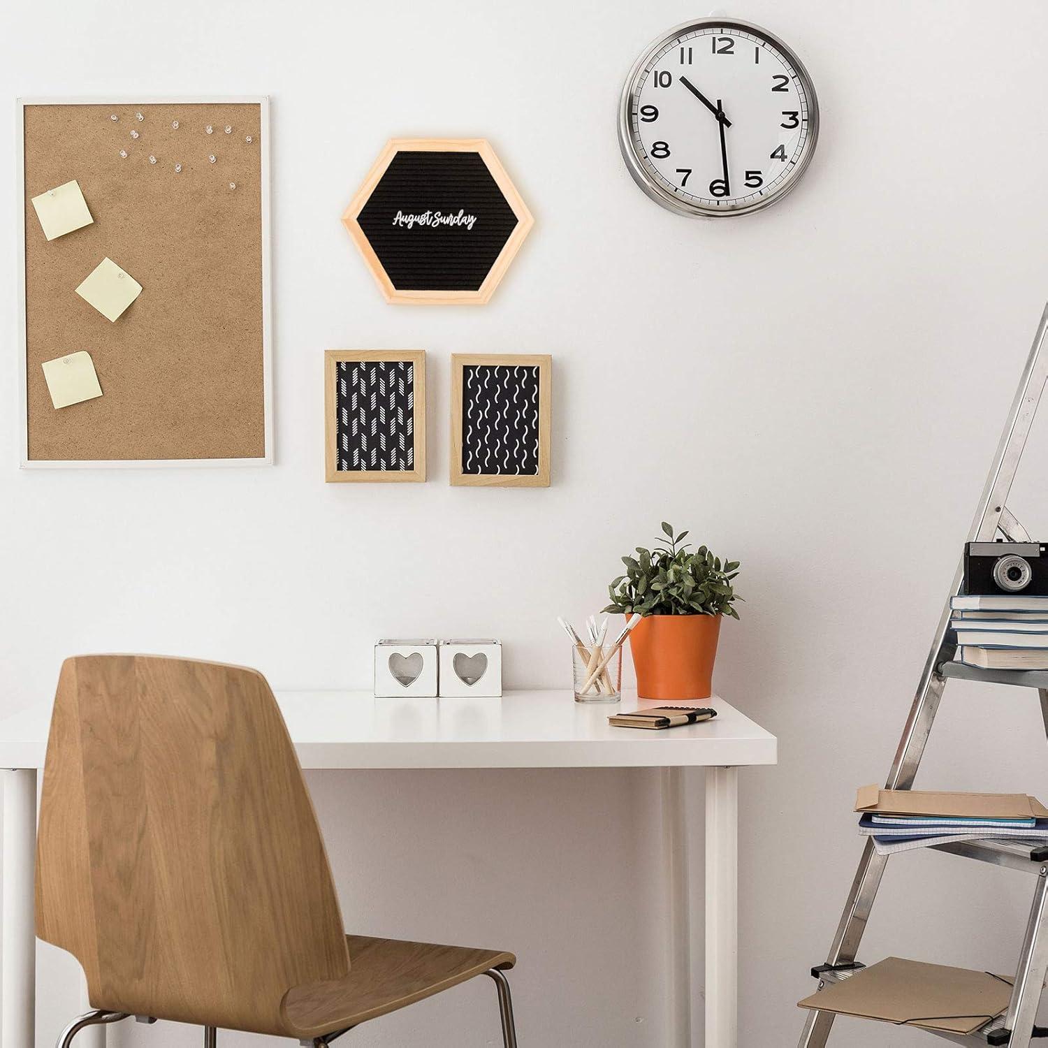 imageWhaline Double Sided Felt Letter Board Kit with 510 Letters Wooden Stand Bag Hexagon Felt Letter Boards for Home Baby Nursery School Classroom Teaching Tool Office