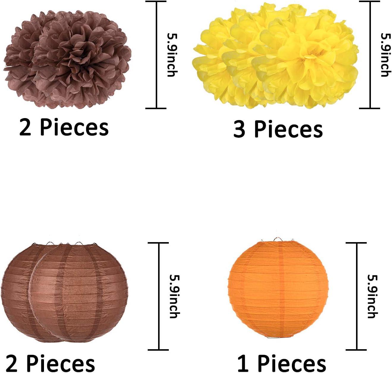 imageWhaline Fall Thanksgiving Tissue Pom Poms Fall Party Decorations Orange Hanging Paper Fans Flower Pompoms Paper Lantern Maple Leaves Bunting Garland Banner for Birthday Wedding Party Decor 16Pcs