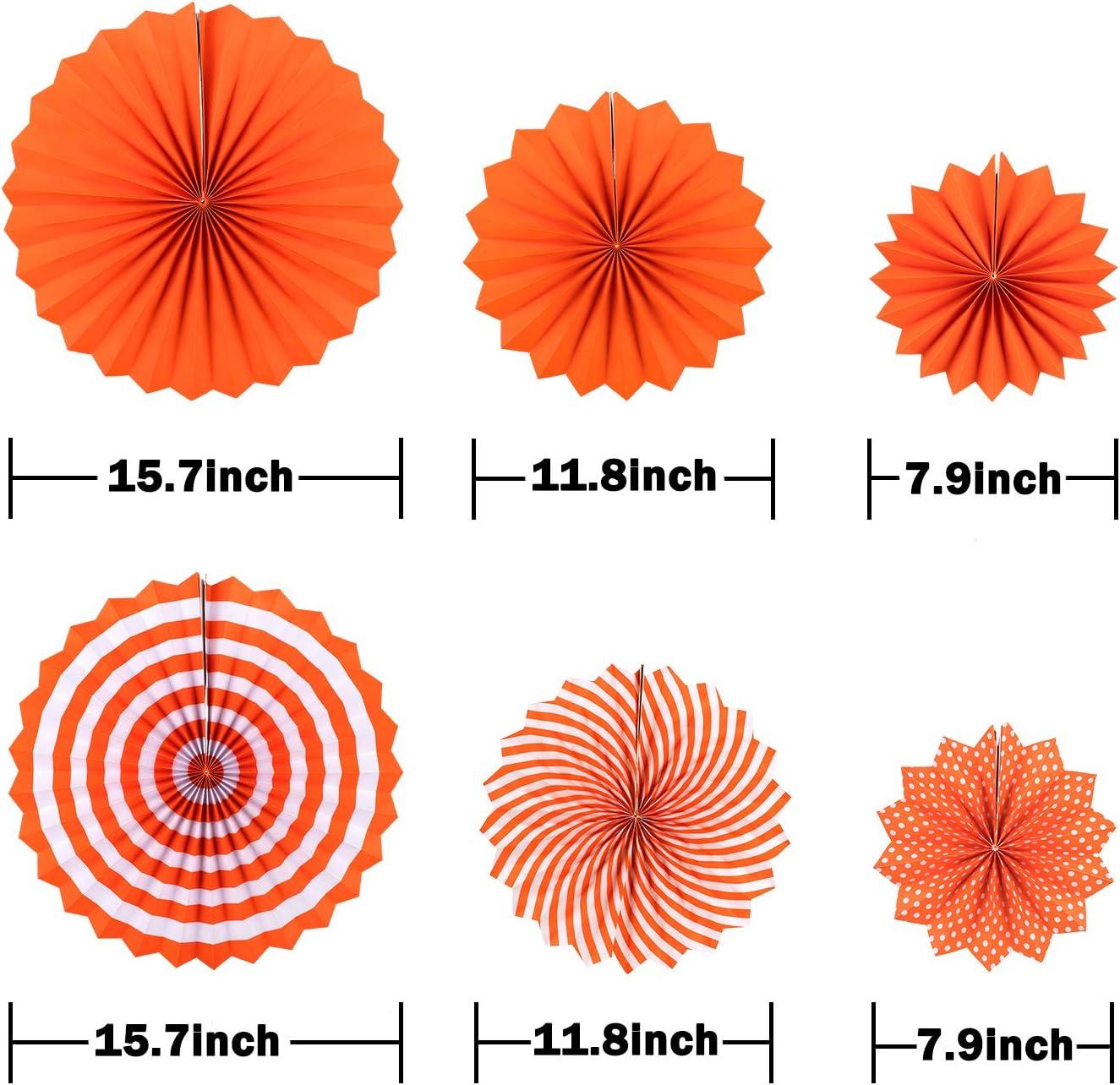 imageWhaline Fall Thanksgiving Tissue Pom Poms Fall Party Decorations Orange Hanging Paper Fans Flower Pompoms Paper Lantern Maple Leaves Bunting Garland Banner for Birthday Wedding Party Decor 16Pcs