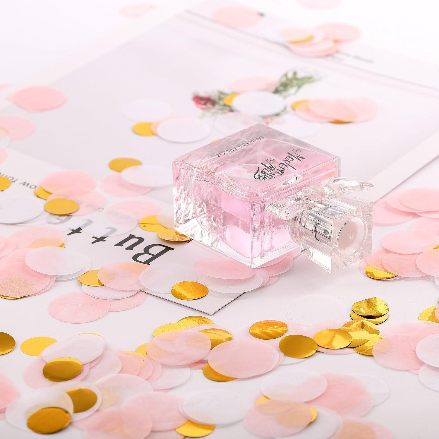 imageWhaline Round Tissue Confetti 6000 Pcs Paper Table Wedding Confetti Dots for Christmas WeddingBirthday PartyBaby ShowerValentines Day and Balloon Decorations1 Inch PinkWhite Gold