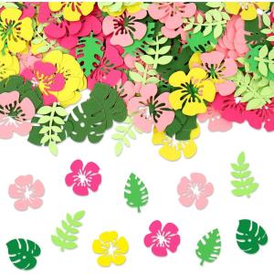 Whaline 300Pcs One Happy Dude Table Confetti Smile Face Lightning Star Shaped Confetti Yellow Black Table Centerpiece for First Birthday Party Decoration(Summer Tropical)