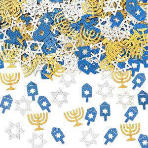 Whaline 300Pcs One Happy Dude Table Confetti Smile Face Lightning Star Shaped Confetti Yellow Black Table Centerpiece for First Birthday Party Decoration(Hanukkah)