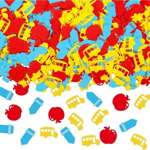 Whaline 300Pcs One Happy Dude Table Confetti Smile Face Lightning Star Shaped Confetti Yellow Black Table Centerpiece for First Birthday Party Decoration(Back To School)