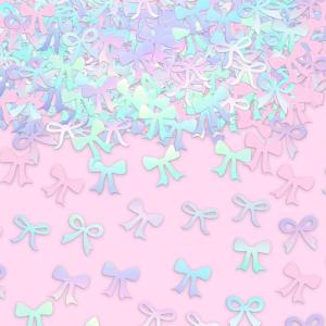 Whaline 300Pcs One Happy Dude Table Confetti Smile Face Lightning Star Shaped Confetti Yellow Black Table Centerpiece for First Birthday Party Decoration(Bow)