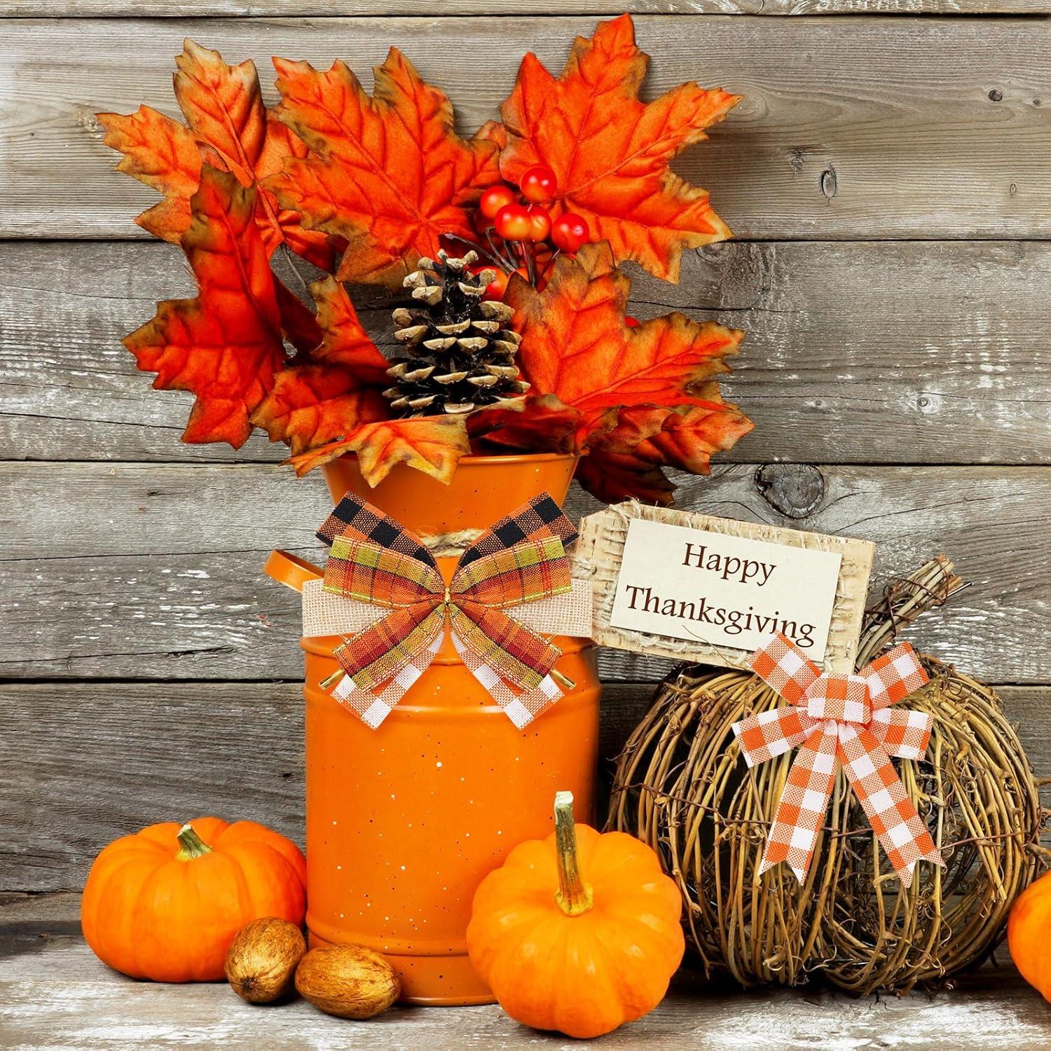 imageWhaline 10 Rolls 50 Yard Fall Plaid Burlap Ribbon 1 Inch Decorative Wrapping Ribbon for Autumn Thanksgiving DIY Crafts Bow Wreath Making Supplies1 Inch