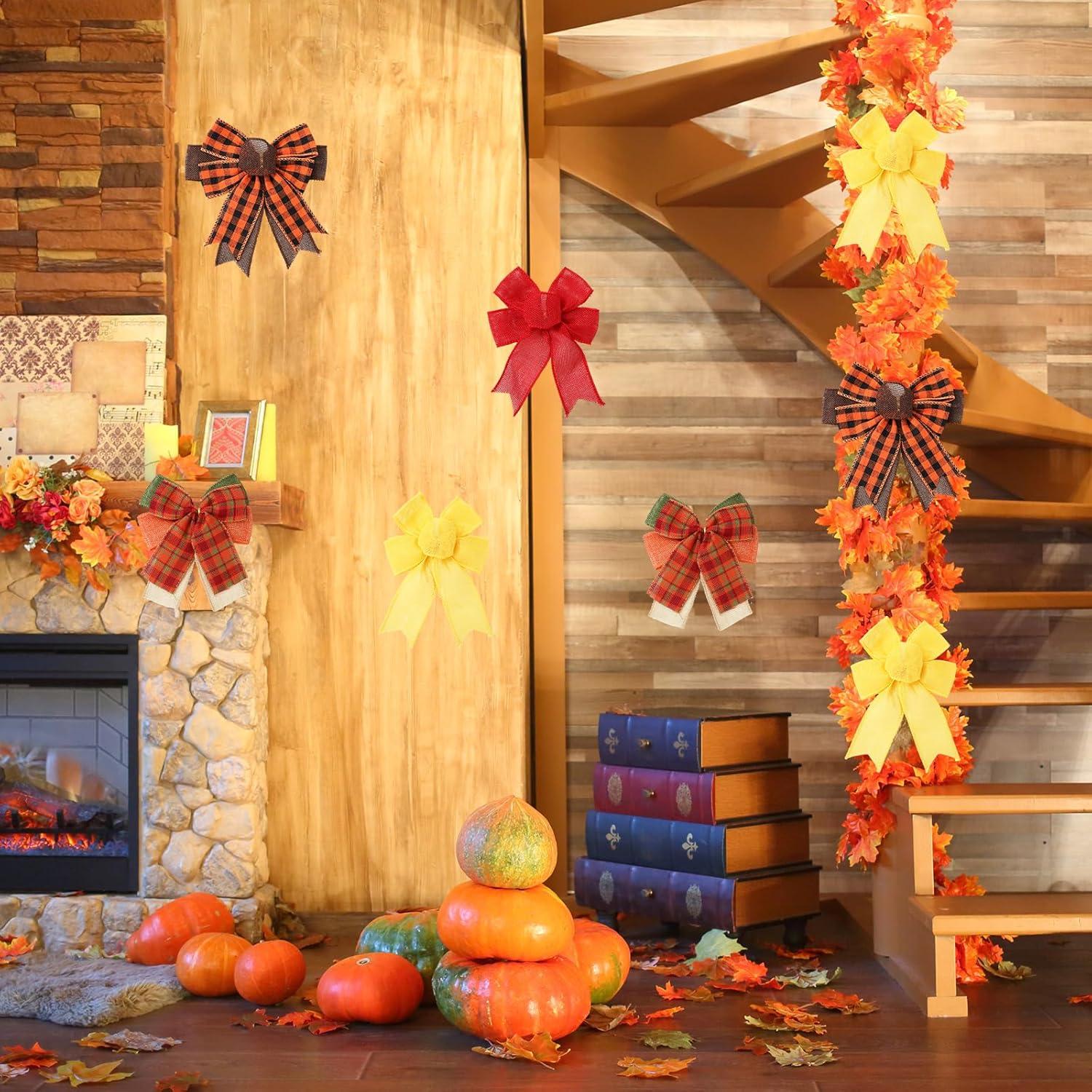 imageWhaline 10 Rolls 50 Yard Fall Plaid Burlap Ribbon 1 Inch Decorative Wrapping Ribbon for Autumn Thanksgiving DIY Crafts Bow Wreath Making Supplies2 Inch