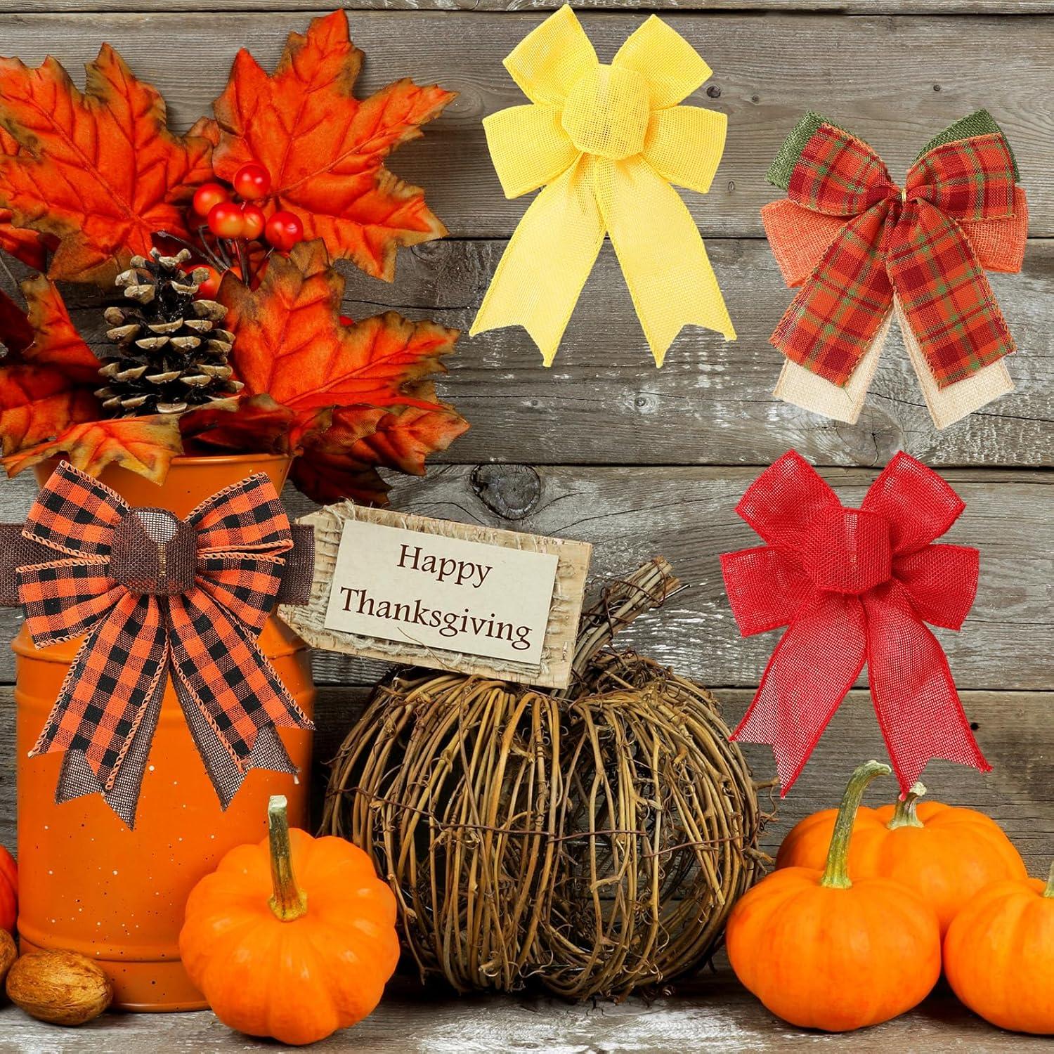 imageWhaline 10 Rolls 50 Yard Fall Plaid Burlap Ribbon 1 Inch Decorative Wrapping Ribbon for Autumn Thanksgiving DIY Crafts Bow Wreath Making Supplies2 Inch