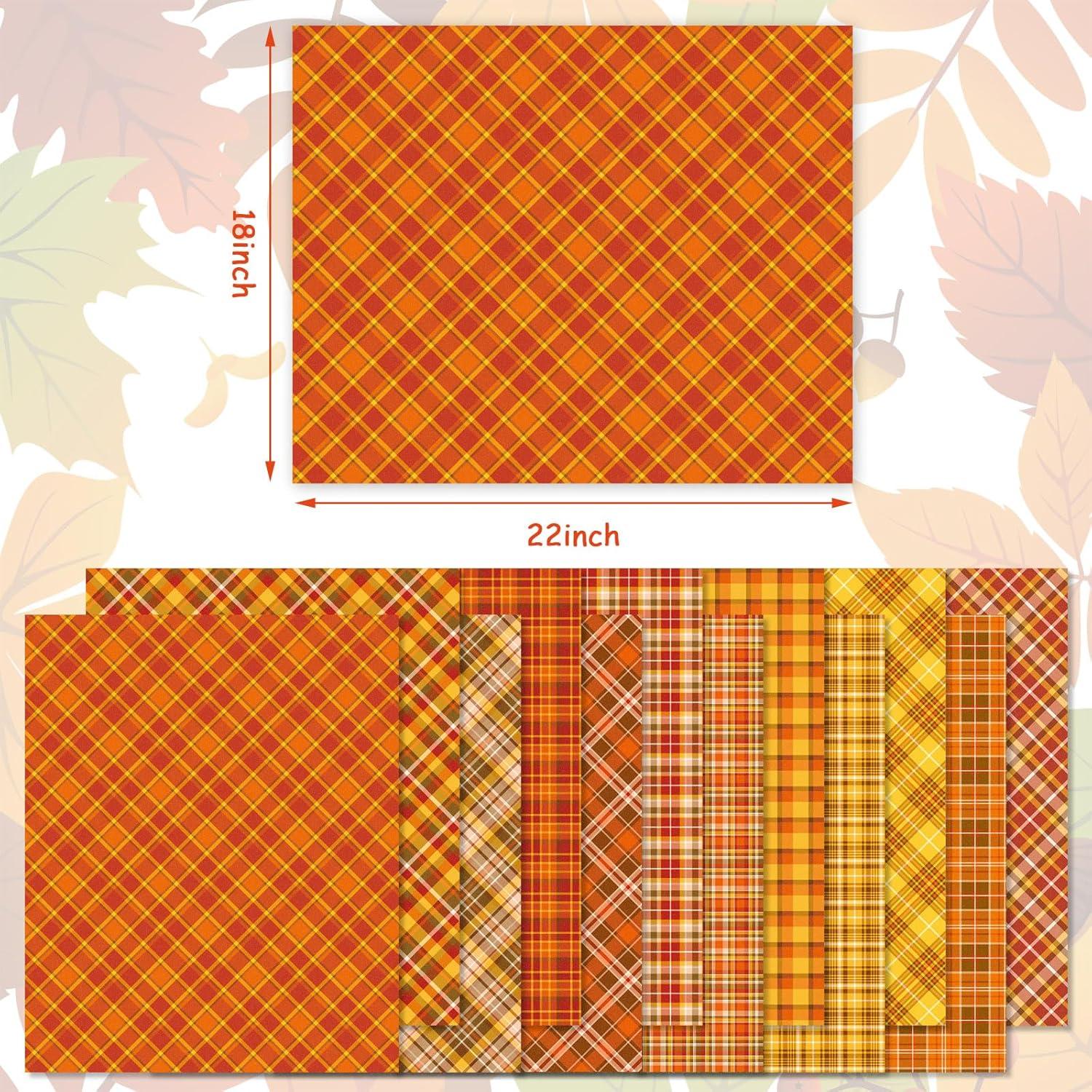 imageWhaline 12Pcs Fall Cotton Fabric Bundles 18 x 22 Inch Autumn Buffalo Plaid Fat Quarters Plaid Quilting Patchwork Squares Sewing Fabrics for Harvest Thanksgiving DIY Handmade Craft Home Party Decor18 x 22 Inch
