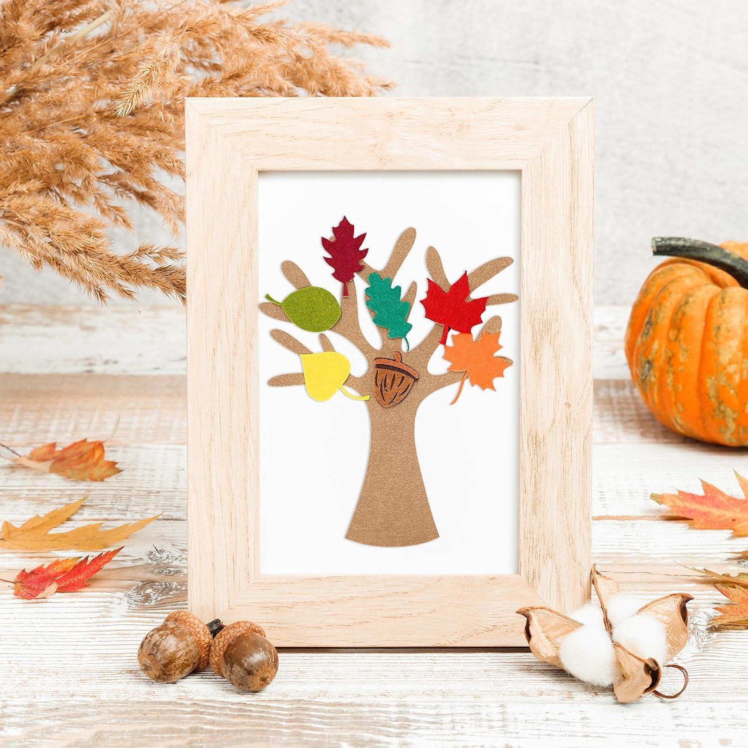 imageWhaline 192Pcs Fall Tree of Thanks Felt Craft Kit Autumn Trees Maple Leaves Ornaments Felt Board for DIY Art Craft Fall Thanksgiving Party Gift Supplies Home Classroom Door Wall Hanging Tree Decor