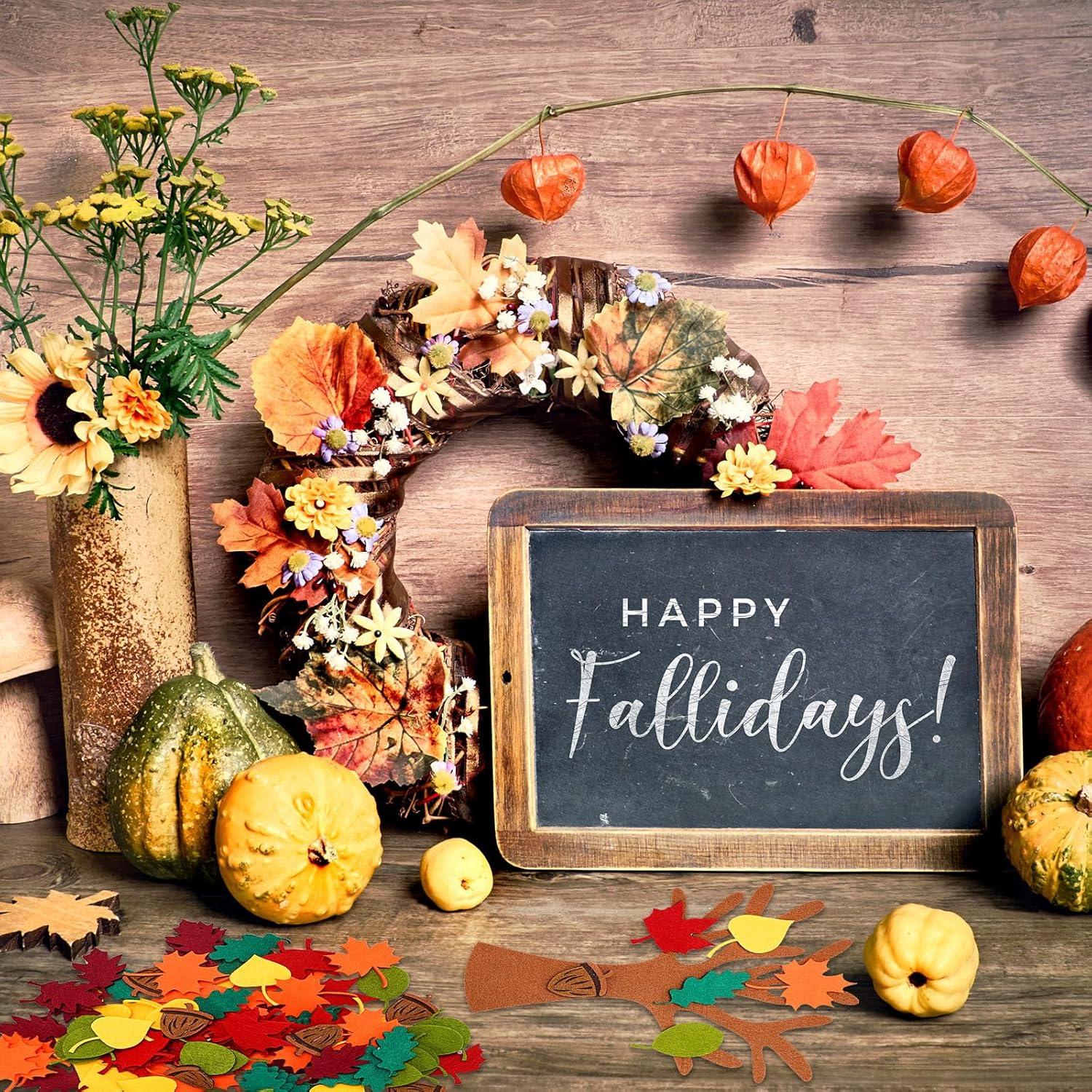 imageWhaline 192Pcs Fall Tree of Thanks Felt Craft Kit Autumn Trees Maple Leaves Ornaments Felt Board for DIY Art Craft Fall Thanksgiving Party Gift Supplies Home Classroom Door Wall Hanging Tree Decor
