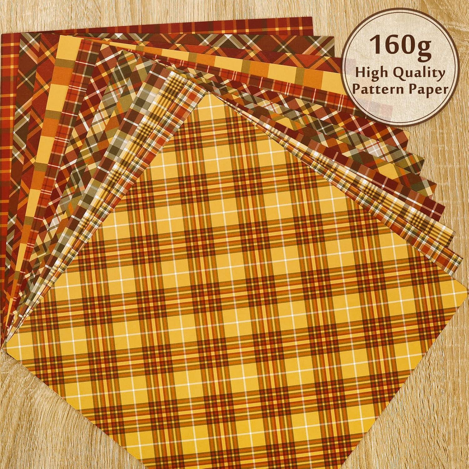 imageWhaline 24Pcs Fall Pattern Paper 118118inch Autumn Buffalo Plaid DoubleSided Scrapbook Specialty Paper Folded Flat for Fall Thanksgiving DIY Background Card Making Photo Album Journal Decoration