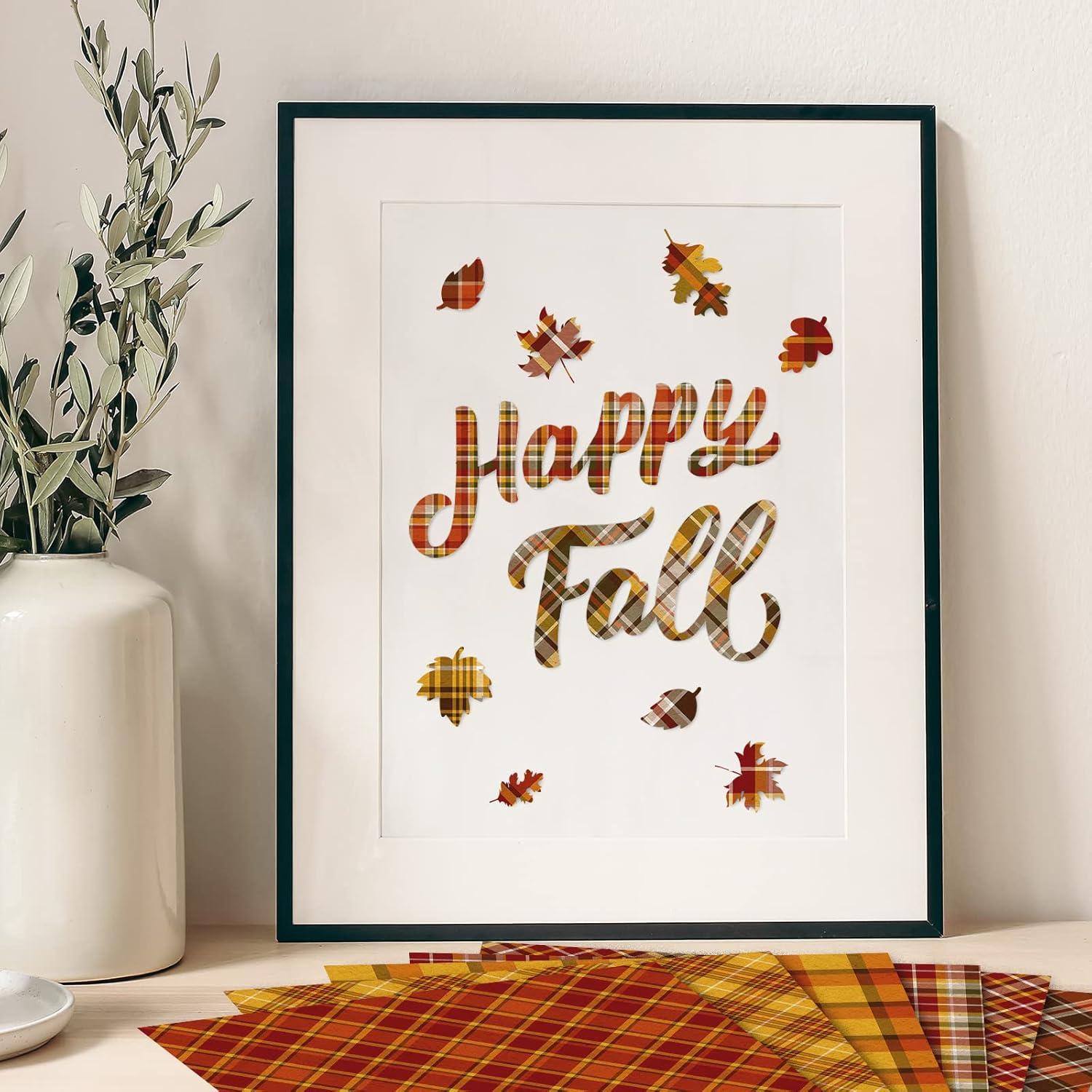 imageWhaline 24Pcs Fall Pattern Paper 118118inch Autumn Buffalo Plaid DoubleSided Scrapbook Specialty Paper Folded Flat for Fall Thanksgiving DIY Background Card Making Photo Album Journal Decoration