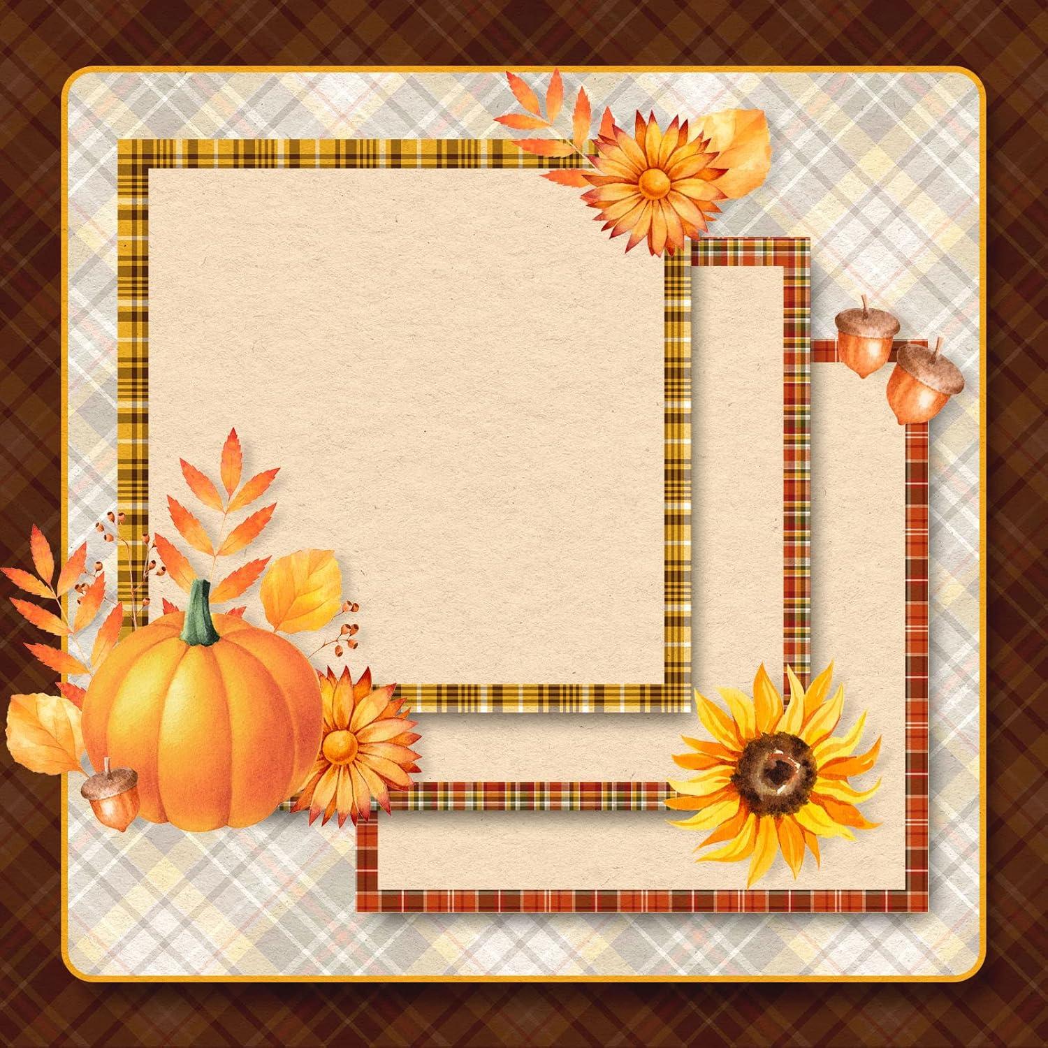 imageWhaline 24Pcs Fall Pattern Paper 118118inch Autumn Buffalo Plaid DoubleSided Scrapbook Specialty Paper Folded Flat for Fall Thanksgiving DIY Background Card Making Photo Album Journal Decoration