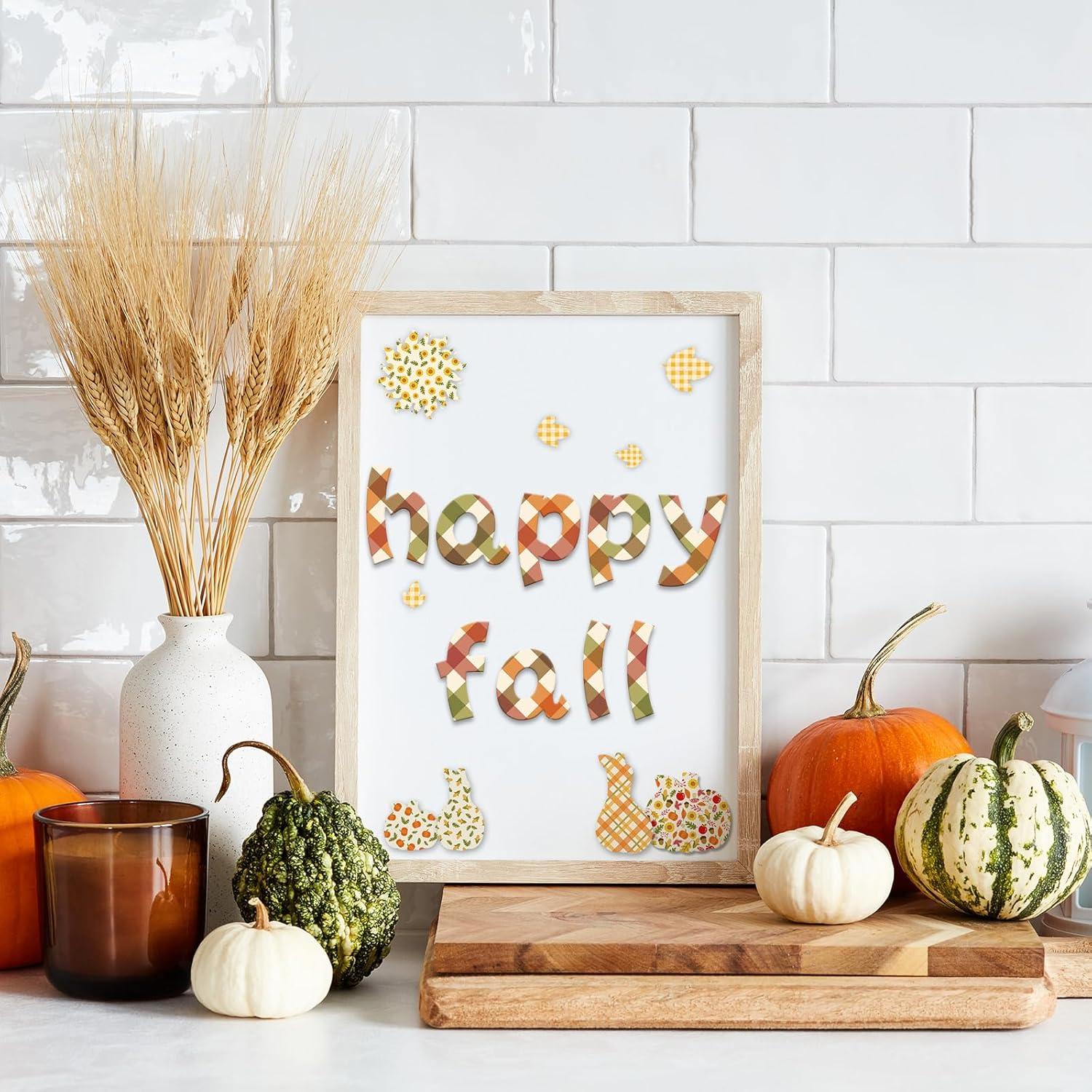 imageWhaline 24Pcs Fall Pattern Paper Autumn Leaves Pumpkin Plaid Waves Scrapbook Colorful Double Sided Decorative DIY Art Craft Paper For Card Making Scrapbook Photo Album Decor 118 x 118 Inch