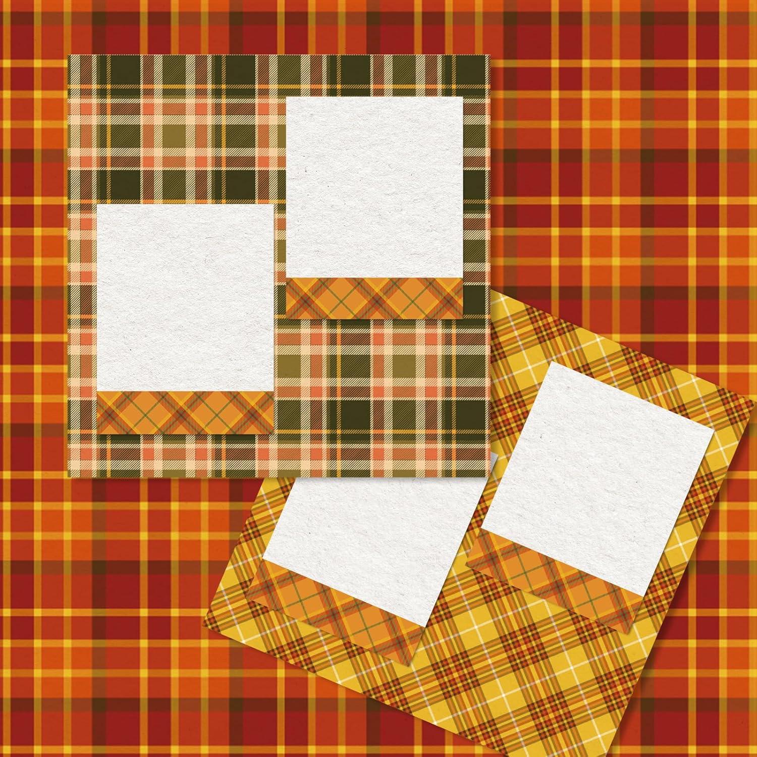 imageWhaline 40 Pcs Fall Plaid Pattern Paper Autumn Themed Scrapbook Double Sided Colorful Decorative Craft Paper For Holiday DIY Craft Card Making Scrapbook Photo Album Decoration 59 x 59 Inch55 x 83 Inch