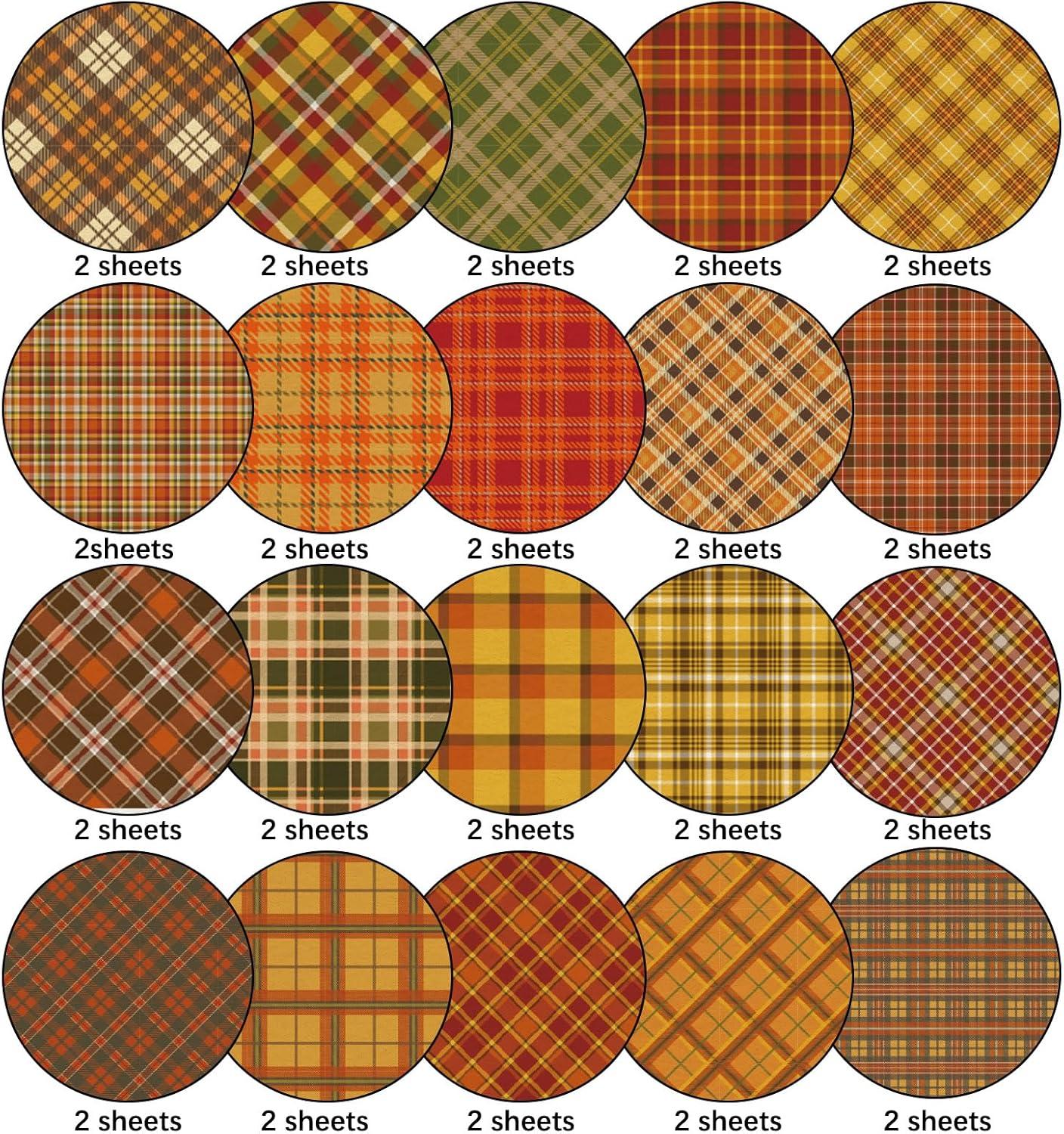 imageWhaline 40 Pcs Fall Plaid Pattern Paper Autumn Themed Scrapbook Double Sided Colorful Decorative Craft Paper For Holiday DIY Craft Card Making Scrapbook Photo Album Decoration 59 x 59 Inch59 x 59 Inch