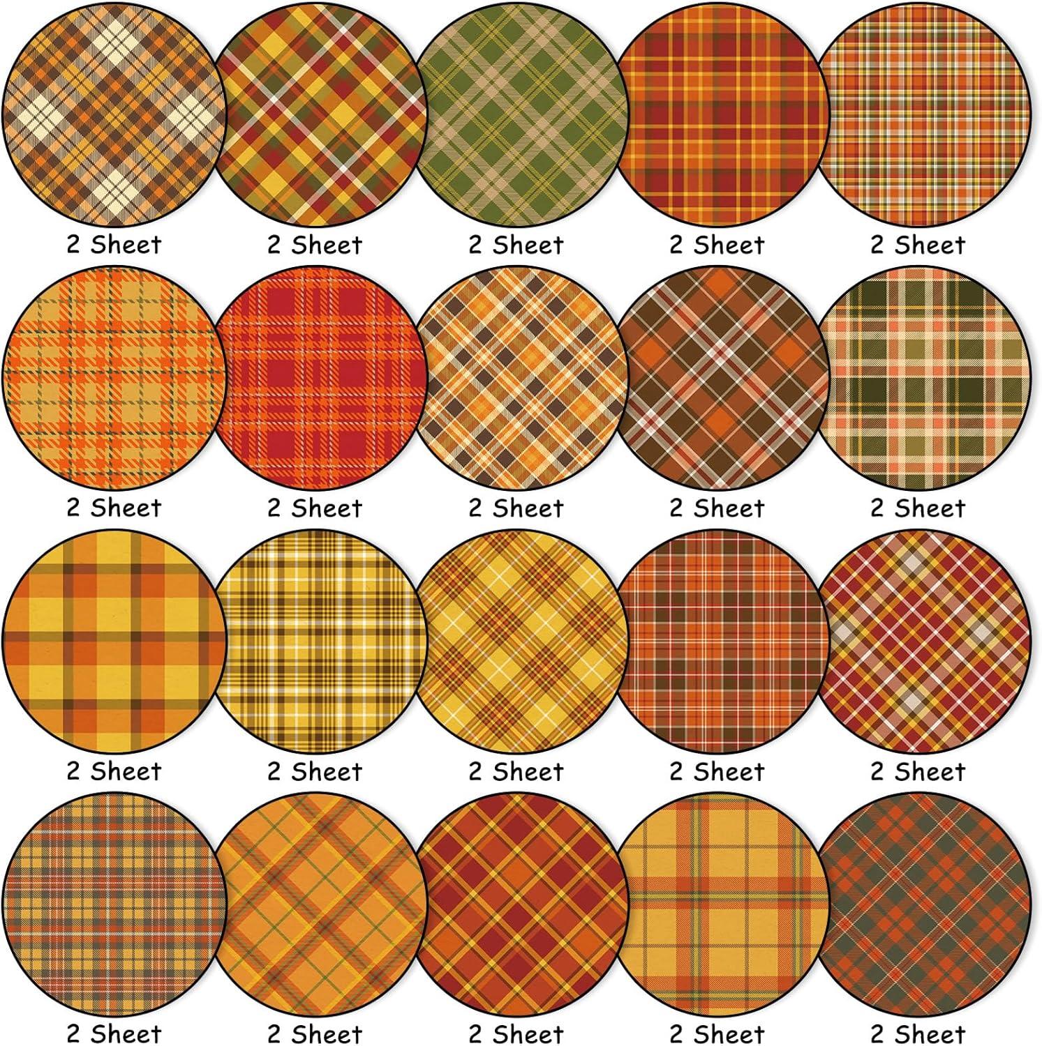imageWhaline 40 Pcs Fall Plaid Pattern Paper Autumn Themed Scrapbook Double Sided Colorful Decorative Craft Paper For Holiday DIY Craft Card Making Scrapbook Photo Album Decoration 59 x 59 Inch55 x 83 Inch