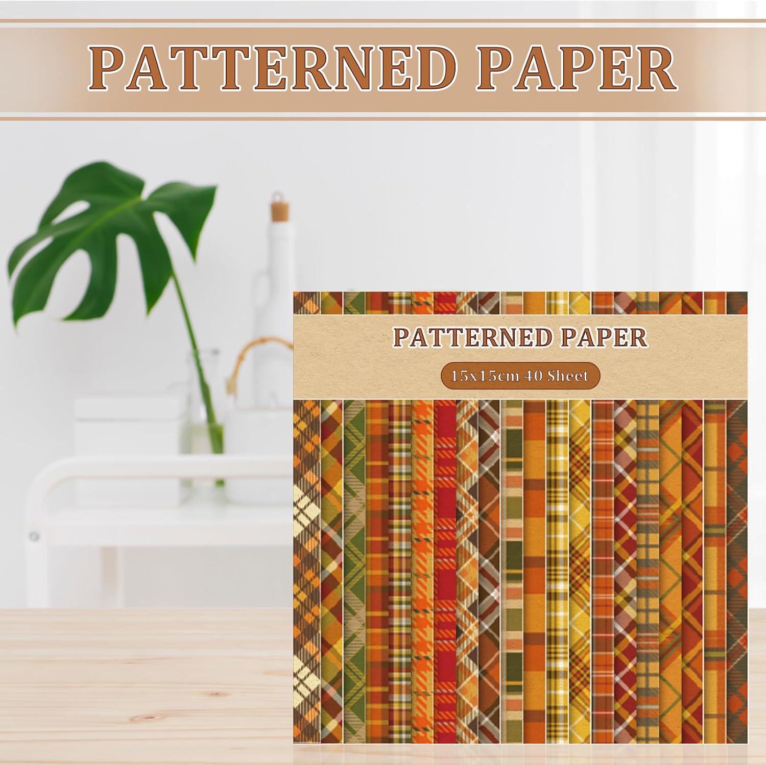 imageWhaline 40 Pcs Fall Plaid Pattern Paper Autumn Themed Scrapbook Double Sided Colorful Decorative Craft Paper For Holiday DIY Craft Card Making Scrapbook Photo Album Decoration 59 x 59 Inch59 x 59 Inch