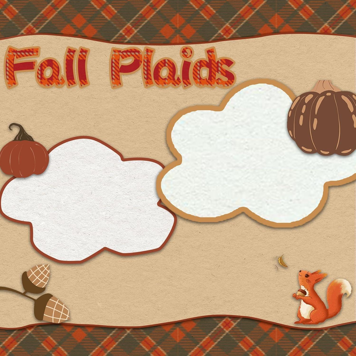 imageWhaline 40 Pcs Fall Plaid Pattern Paper Autumn Themed Scrapbook Double Sided Colorful Decorative Craft Paper For Holiday DIY Craft Card Making Scrapbook Photo Album Decoration 59 x 59 Inch59 x 59 Inch