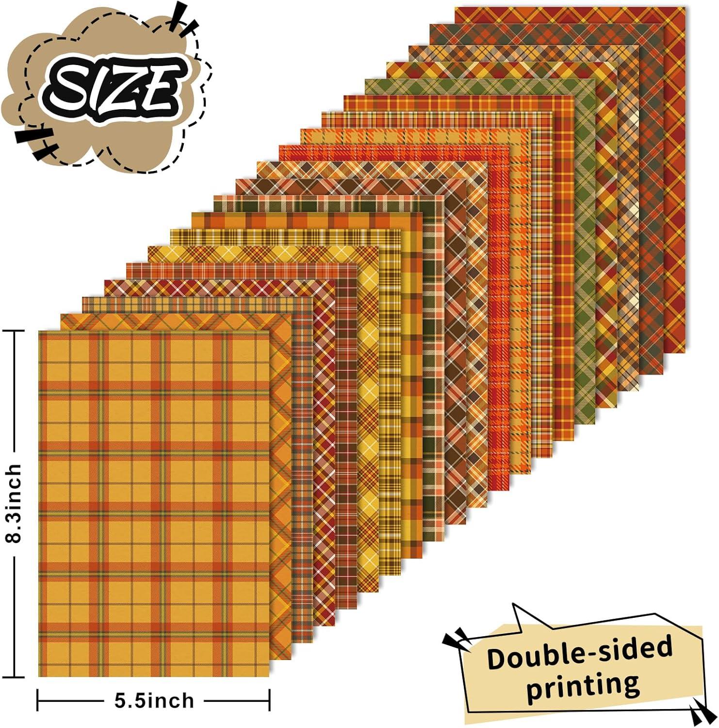 imageWhaline 40 Pcs Fall Plaid Pattern Paper Autumn Themed Scrapbook Double Sided Colorful Decorative Craft Paper For Holiday DIY Craft Card Making Scrapbook Photo Album Decoration 59 x 59 Inch55 x 83 Inch