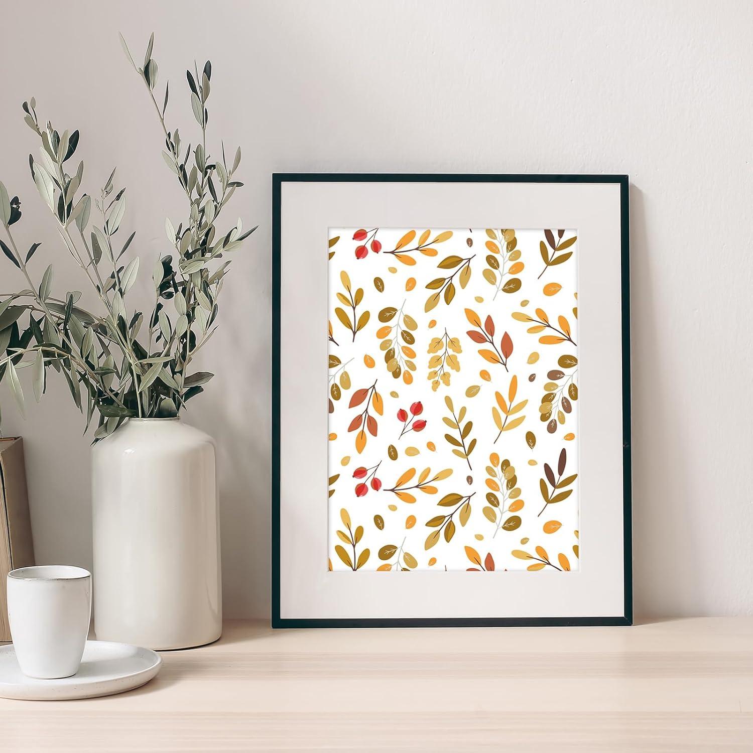 imageWhaline 40 Sheets Fall Pattern Paper Autumn Leaves Scrapbook Specialty Paper Double Sided Orange Blue Decorative Craft Papers For Thanksgiving DIY Card Making Photo Album Decor 6 x 6 Inch