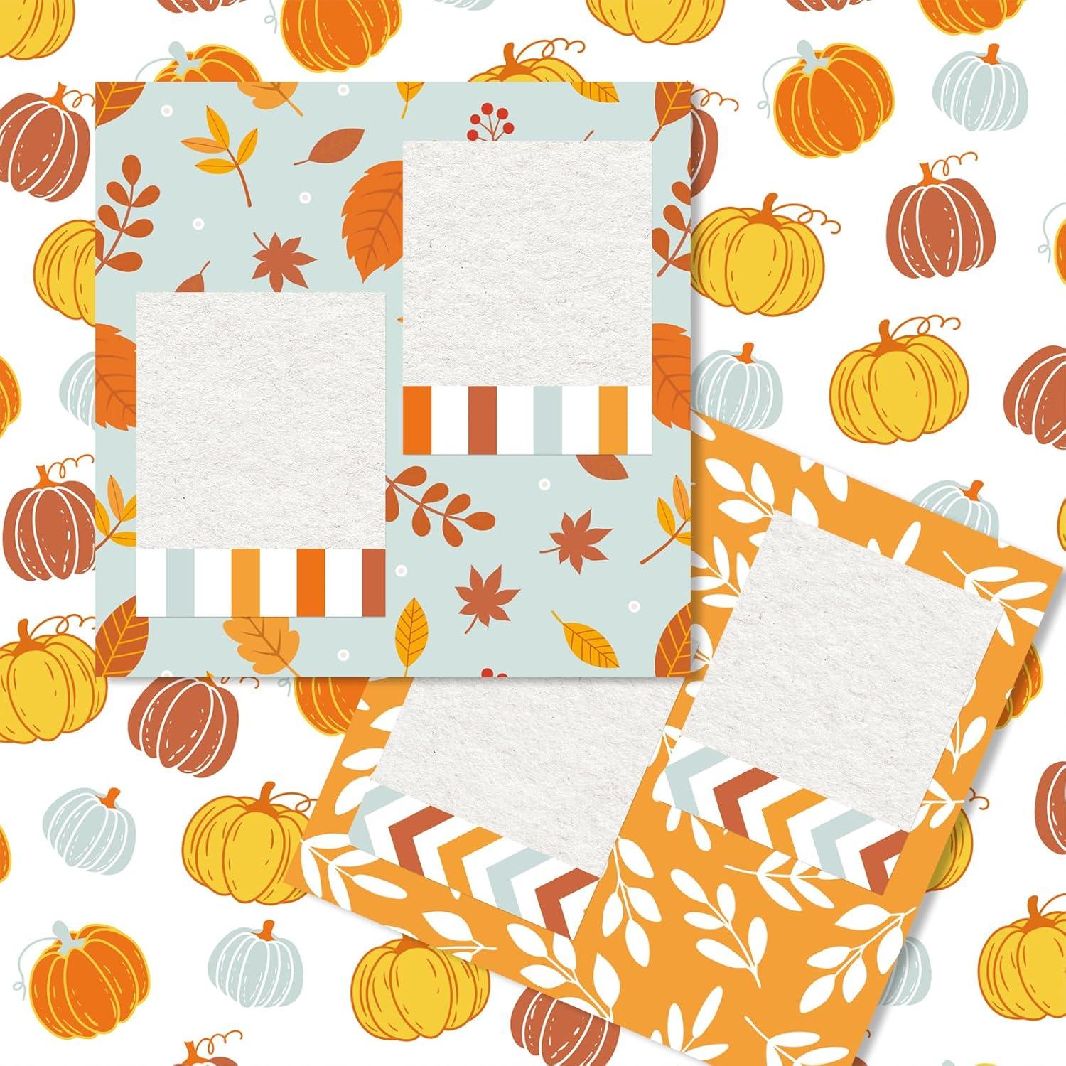 imageWhaline 40 Sheets Fall Pattern Paper Autumn Leaves Scrapbook Specialty Paper Double Sided Orange Blue Decorative Craft Papers For Thanksgiving DIY Card Making Photo Album Decor 6 x 6 Inch