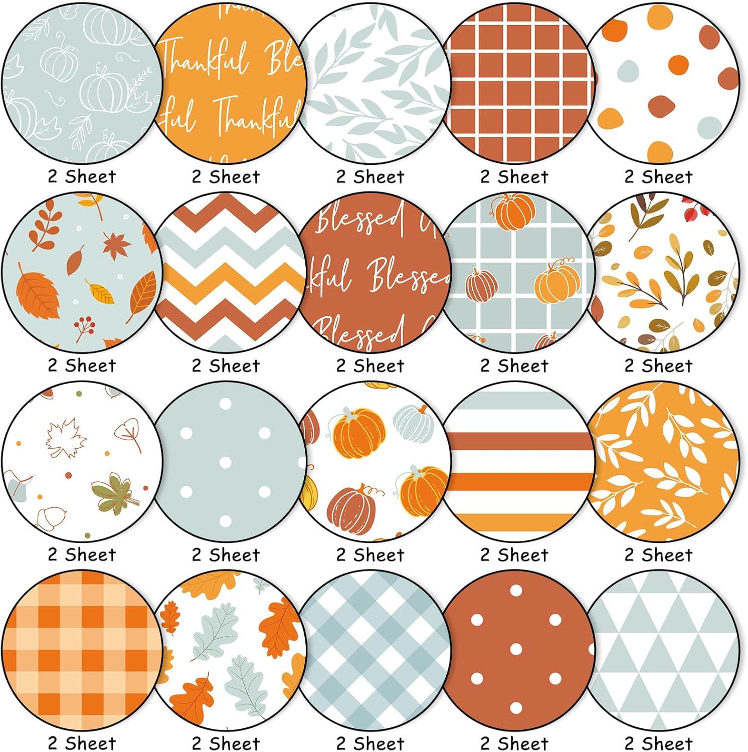 imageWhaline 40 Sheets Fall Pattern Paper Autumn Leaves Scrapbook Specialty Paper Double Sided Orange Blue Decorative Craft Papers For Thanksgiving DIY Card Making Photo Album Decor 6 x 6 Inch