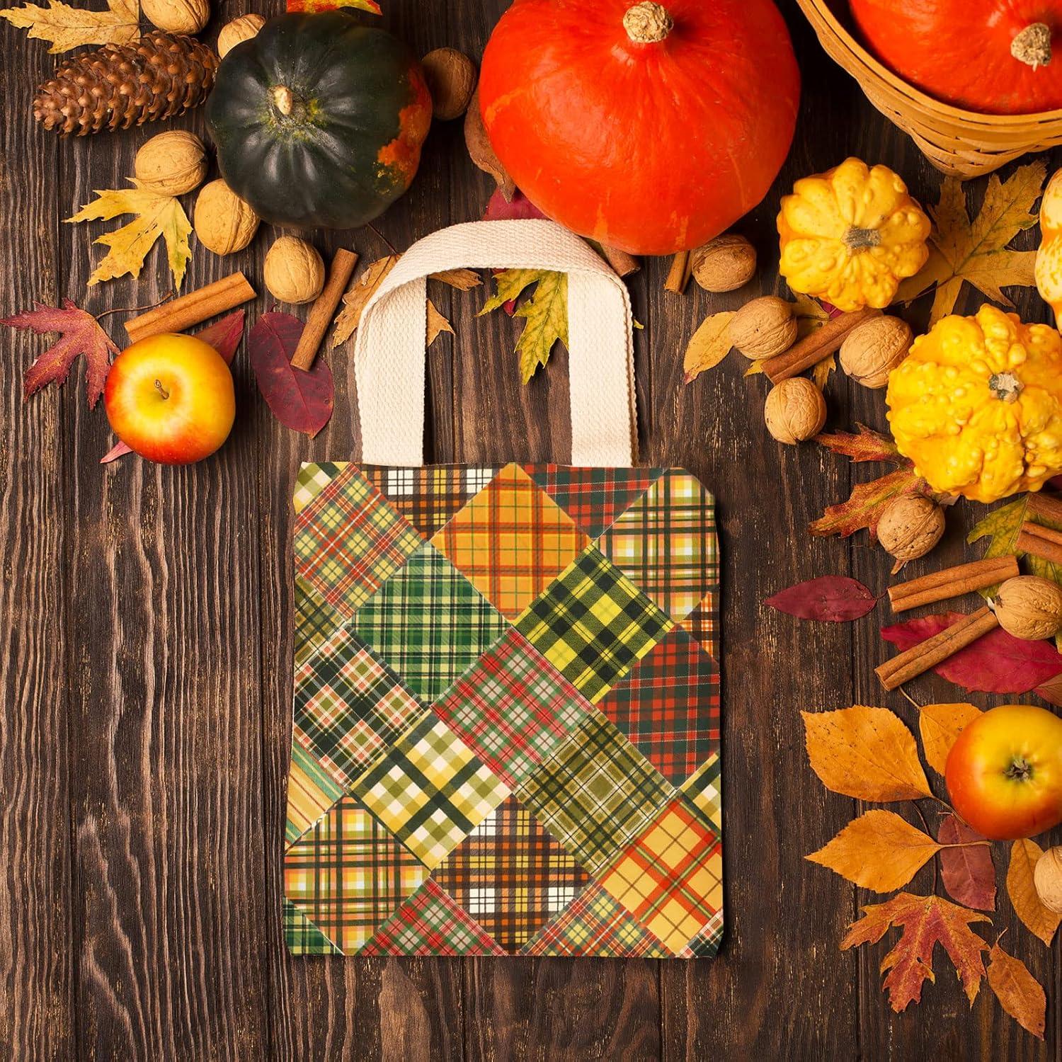 imageWhaline 45Pcs Fall Fabric Cotton Autumn Plaids Squares Plaids Quilting Fabric 15 Designs Patchwork Precut Quilt Charm Square Cloth Sewing for Harvest Thanksgiving Party DIY Crafts 6 x 6 Inch