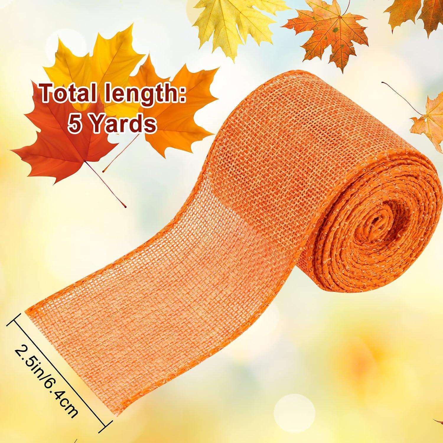 imageWhaline 6 Rolls Fall Thanksgiving Burlap Ribbon 30 Yard Orange Plaid Autumn Harvest Ribbon Pumpkin Fall Leaves Wired Edge Wrapping Ribbons for Holiday Wreath Bows Gift Wrapping Craft Decor 25In