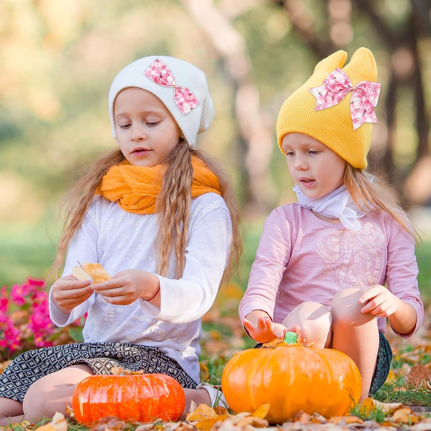 imageWhaline 6 Rolls Thanksgiving Fall Wired Edge Ribbon Blue Orange Pumpkin Plaid Craft Ribbon Decorative Fabric Ribbons for Autumn Thanksgiving DIY Crafts 25In x 90FtPink