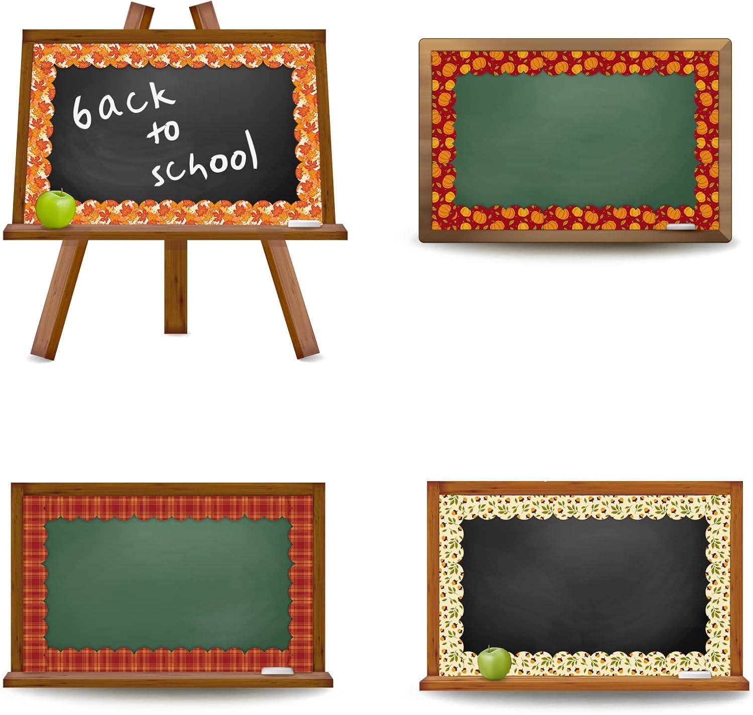 imageWhaline 69Ft Fall Thanksgiving Bulletin Board Borders 5 Design Maple Leaf Pumpkin Plaid Trim Board Borders SelfAdhesive Autumn Decoration Borders for School Classroom Office Party Decoration 60Pcs