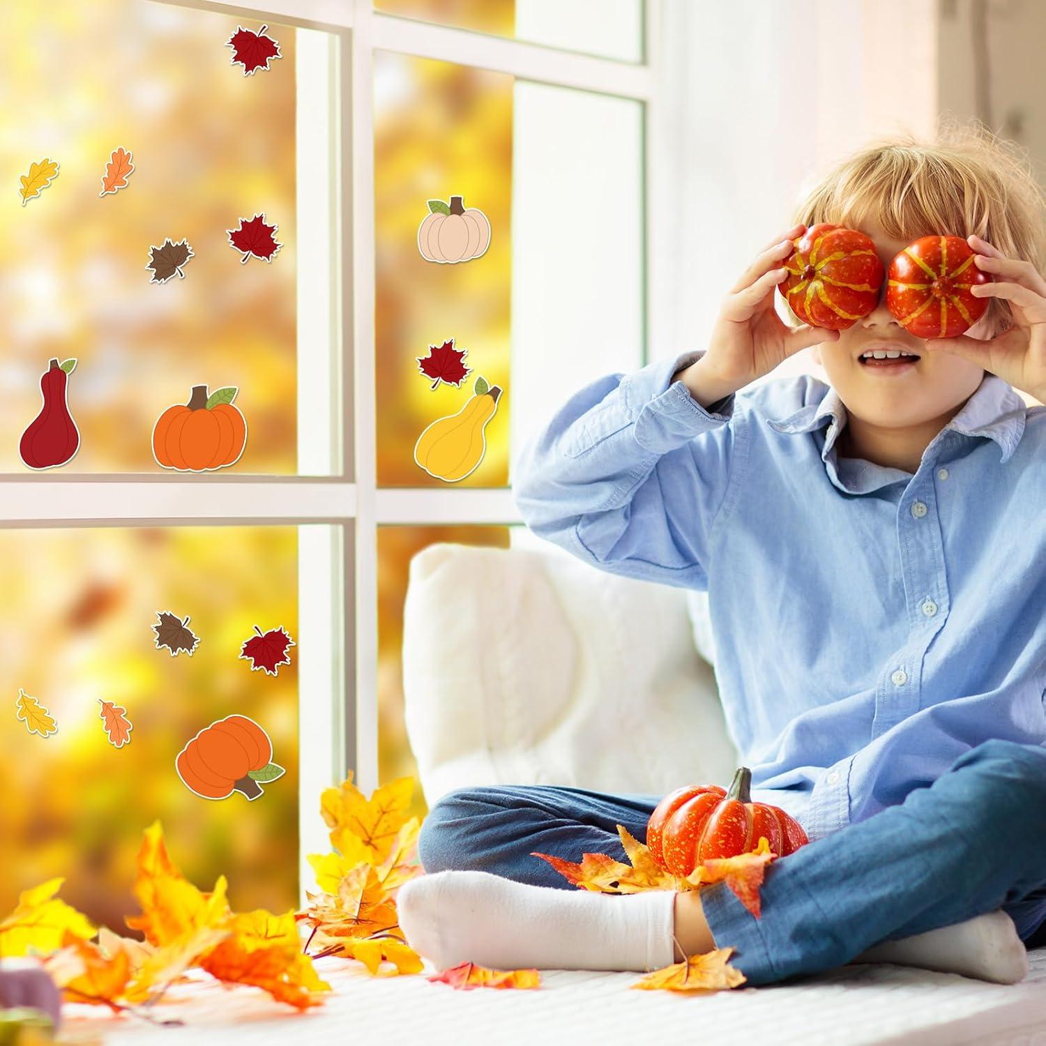 imageWhaline 88Pcs Thanksgiving Bulletin Board Kit Pumpkin Turkey Maple Leaf Bulletin Board Set Happy Turkey Day Decoration Borders Cutouts with Glue Points for Fall Classroom Office Home Wall Decor