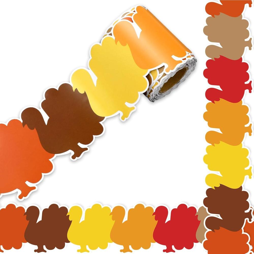 imageWhaline 328Ft Fall Bulletin Board Borders Maple Leaves Shape DieCut Bulletin Board Strips Colorful Autumn Leaf Rolled Bulletin Border Trim for Fall Harvest Thanksgiving Classroom Office DecorTurkey