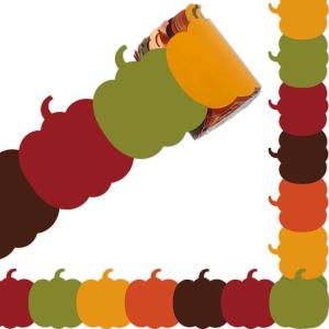 Whaline 32.8Ft Fall Bulletin Board Borders Maple Leaves Shape Die-Cut Bulletin Board Strips Colorful Autumn Leaf Rolled Bulletin Border Trim for Fall Harvest Thanksgiving Classroom Office Decor(Pumpkin)