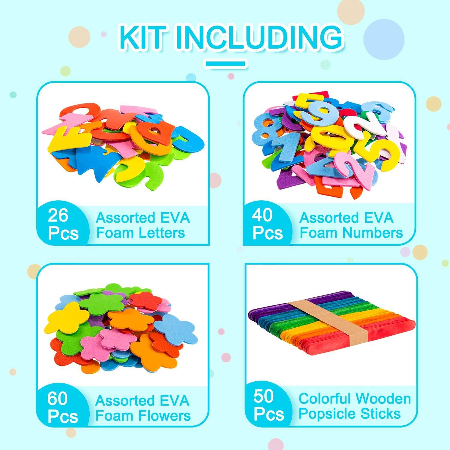 image:imageWhaline 1050 PCS Art Craft Kit Supplies 17 Styles Pipe Cleaners Pompoms Wiggle Googly Eyes Foam Flowers Letters Construction Papers Safety Scissors Sticks Heart Stickers Feather Felt Cloth Button