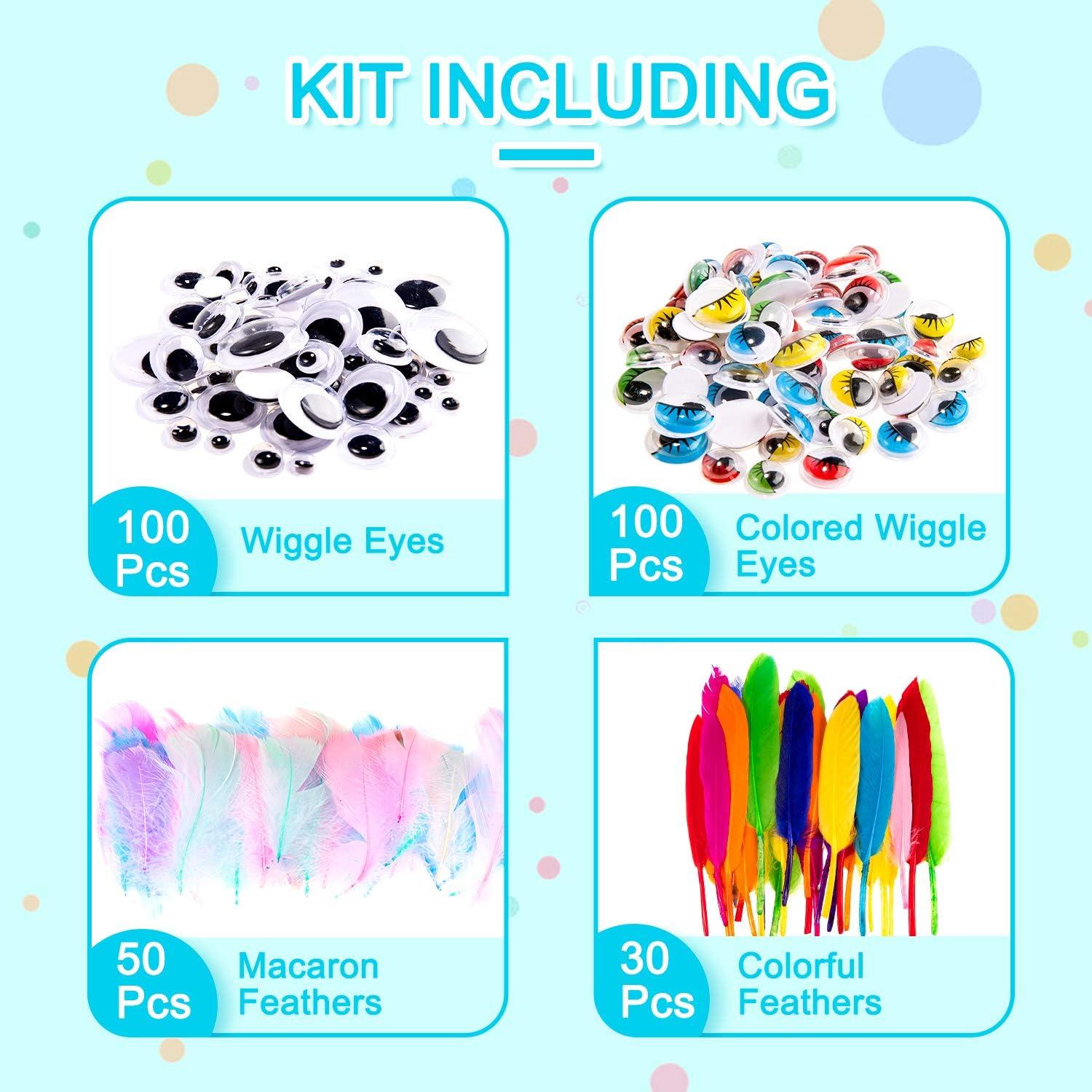 image:imageWhaline 1050 PCS Art Craft Kit Supplies 17 Styles Pipe Cleaners Pompoms Wiggle Googly Eyes Foam Flowers Letters Construction Papers Safety Scissors Sticks Heart Stickers Feather Felt Cloth Button