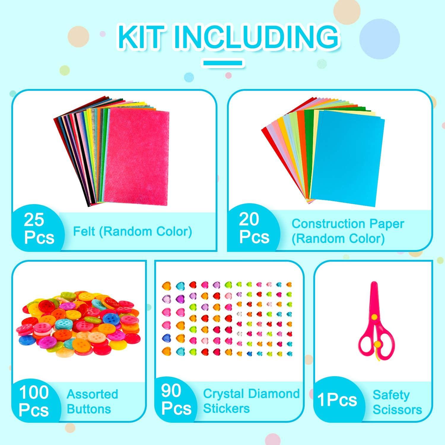 image:imageWhaline 1050 PCS Art Craft Kit Supplies 17 Styles Pipe Cleaners Pompoms Wiggle Googly Eyes Foam Flowers Letters Construction Papers Safety Scissors Sticks Heart Stickers Feather Felt Cloth Button