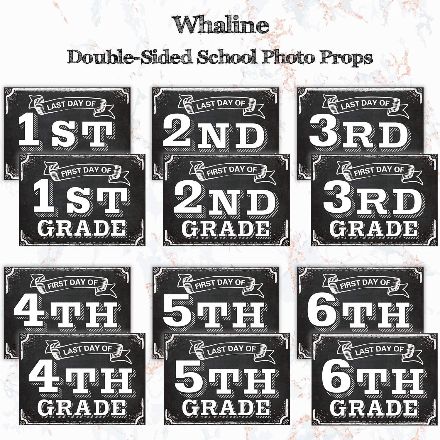 image:imageWhaline Back to School Signs 16 Grades First Day amp Last Day Sign Reversible Chalkboard Style Paper Photo Sign from Preschool to College for Girl Boy