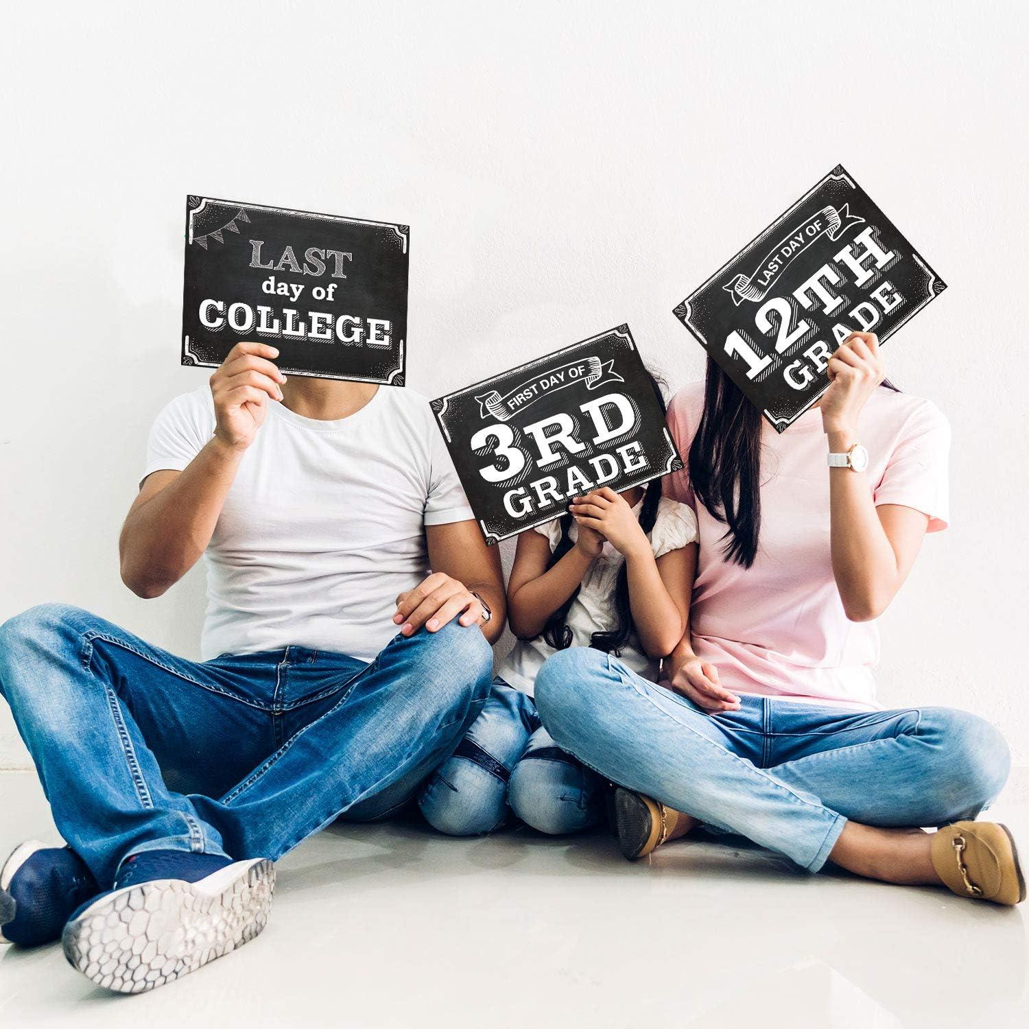 image:imageWhaline Back to School Signs 16 Grades First Day amp Last Day Sign Reversible Chalkboard Style Paper Photo Sign from Preschool to College for Girl Boy