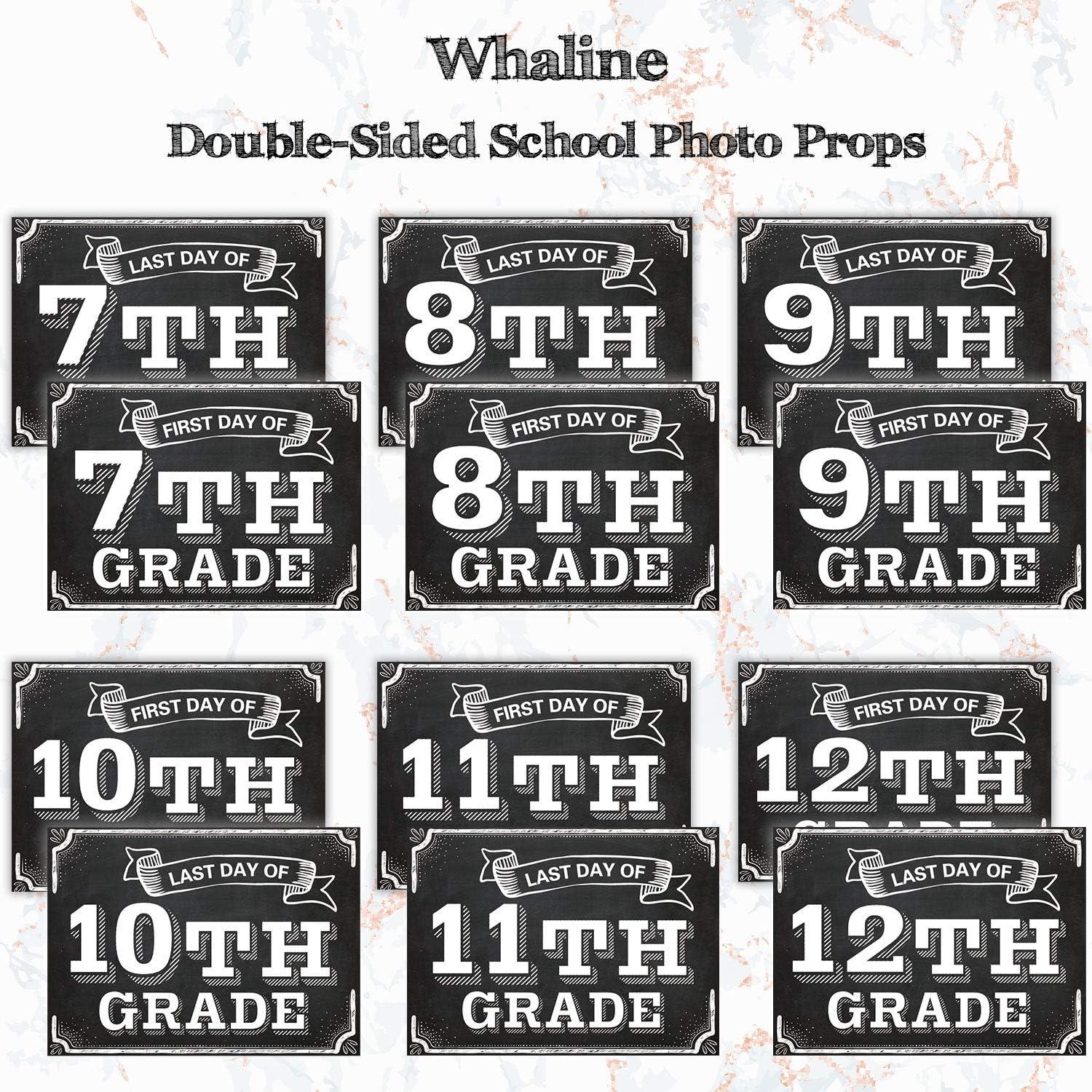 image:imageWhaline Back to School Signs 16 Grades First Day amp Last Day Sign Reversible Chalkboard Style Paper Photo Sign from Preschool to College for Girl Boy