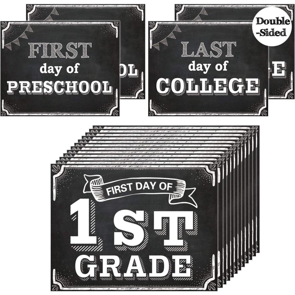 image:imageWhaline Back to School Signs 16 Grades First Day amp Last Day Sign Reversible Chalkboard Style Paper Photo Sign from Preschool to College for Girl Boy